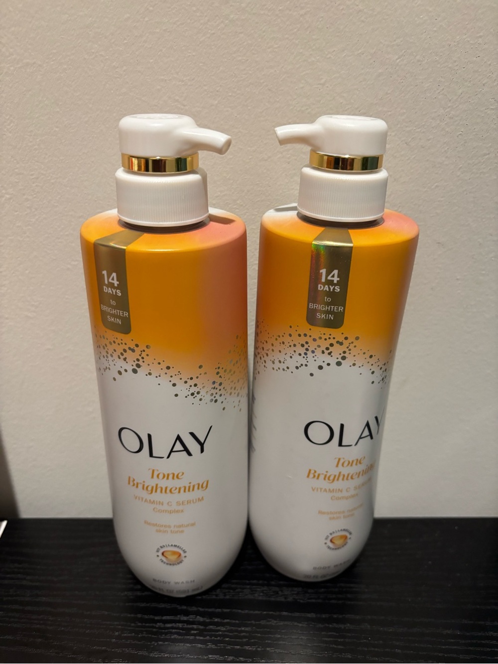 OLAY Tone Brightening Body Lotion - White, Yellow & Gold Accents